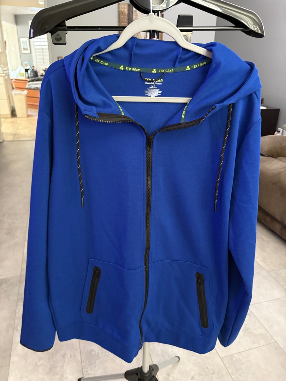 Tek Gear Men’s Royal Blue Full-Zip Hooded Fleece Jacket. Size LT- Big Tall